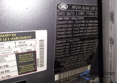 2015 Land Rover Range Rover Sport 3.0L V6 Supercharged Hse/3.0L V6 Supercharged Se z USA, uszkodzony, nr VIN SALWG2VF4FA629285